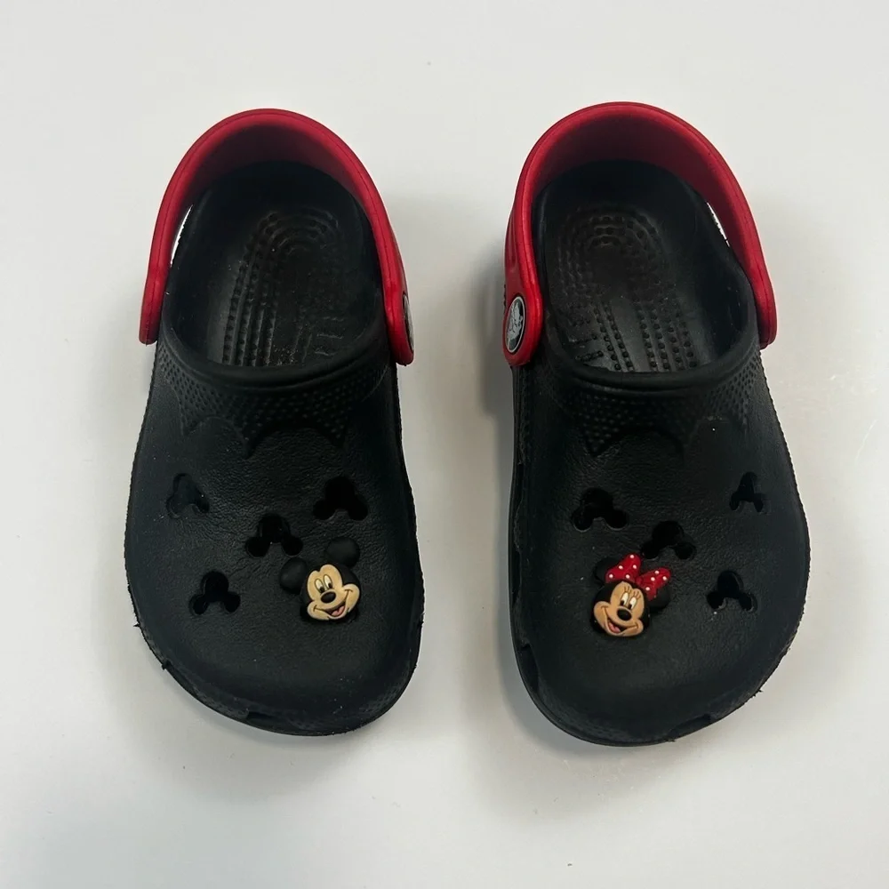 CROCS Kids Black and Red Character Slippers